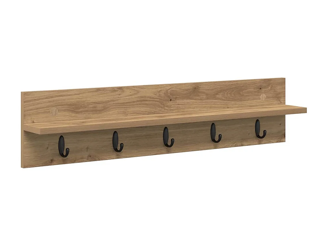 Porte-manteau mural chêne artisanal 80 x 10.5 x 18 cm