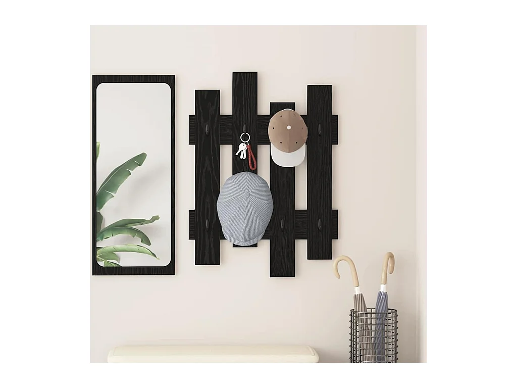 Appendiabiti da parete Rovere nero 60 x 3 x 82 cm Legno ingegnerizzato