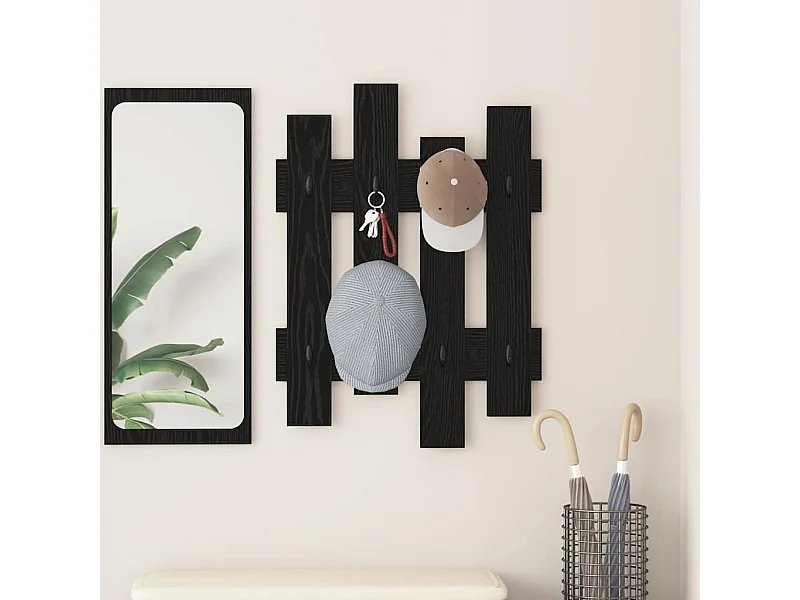 Porte-manteau mural Chêne noir 60 x 3 x 82 cm Bois d'ingénierie