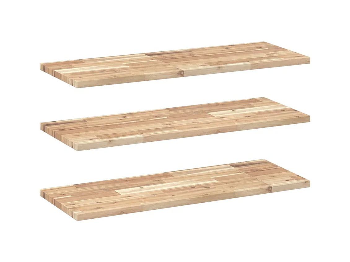 Zwevende planken 3 stuks 100x30x2 cm onbehandeld massief acacia