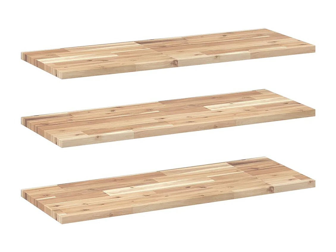 Zwevende planken 3 stuks 100x30x2 cm onbehandeld massief acacia