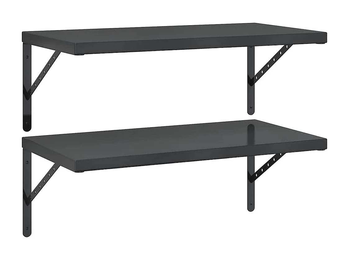 Étagères murales 2 pcs 75x40 cm noir acier inoxydable