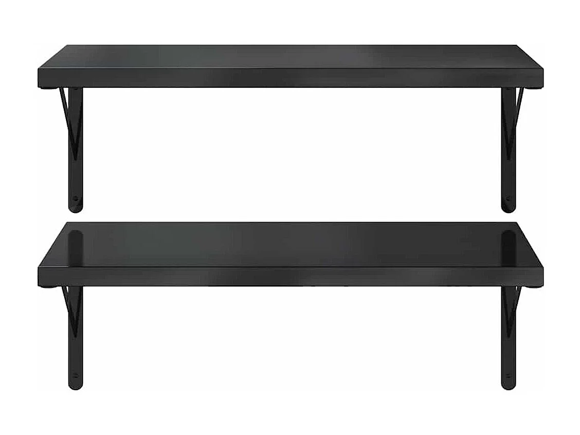 Étagères murales 2 pcs 75x40 cm noir acier inoxydable