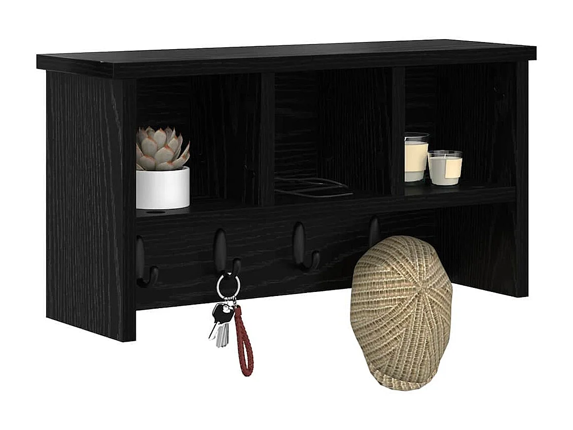 Wandkapstok met plank Zwart eiken 50 x 16 x 26 cm