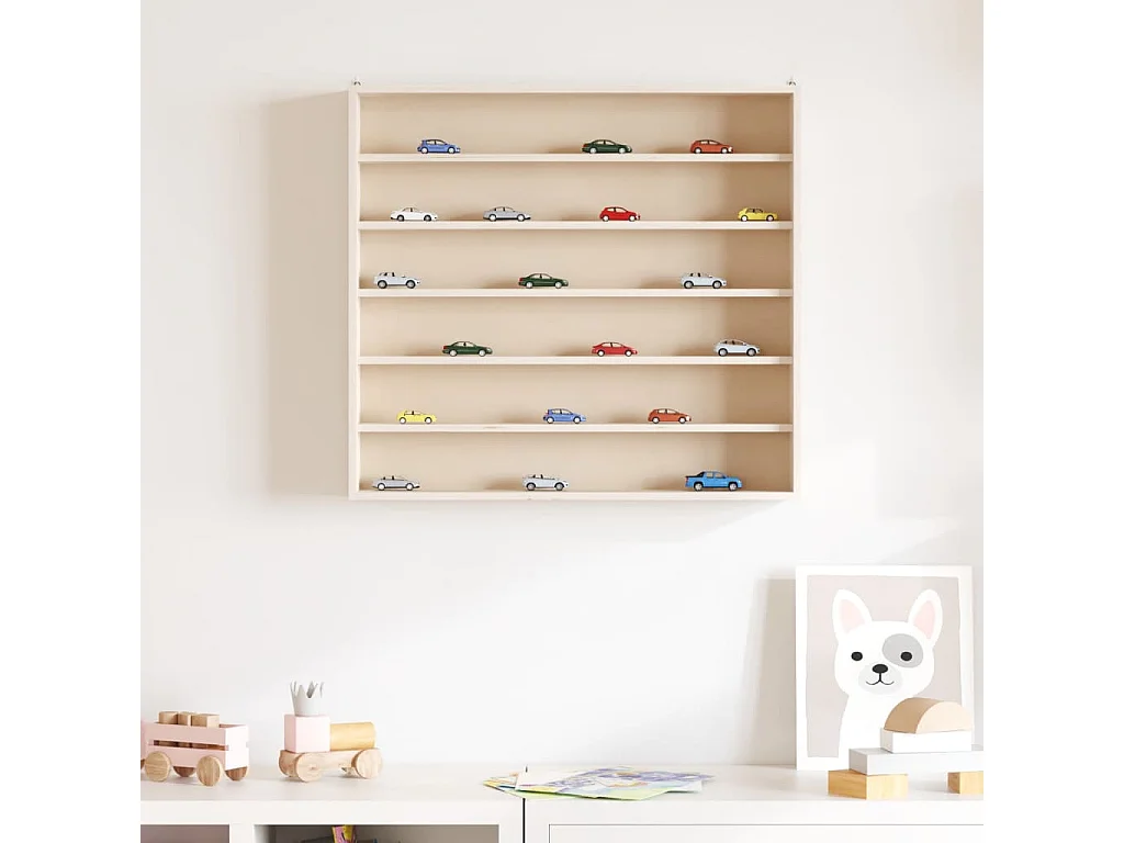 Vitrina de colección de madera con 6 estantes 60x8,5x55 cm