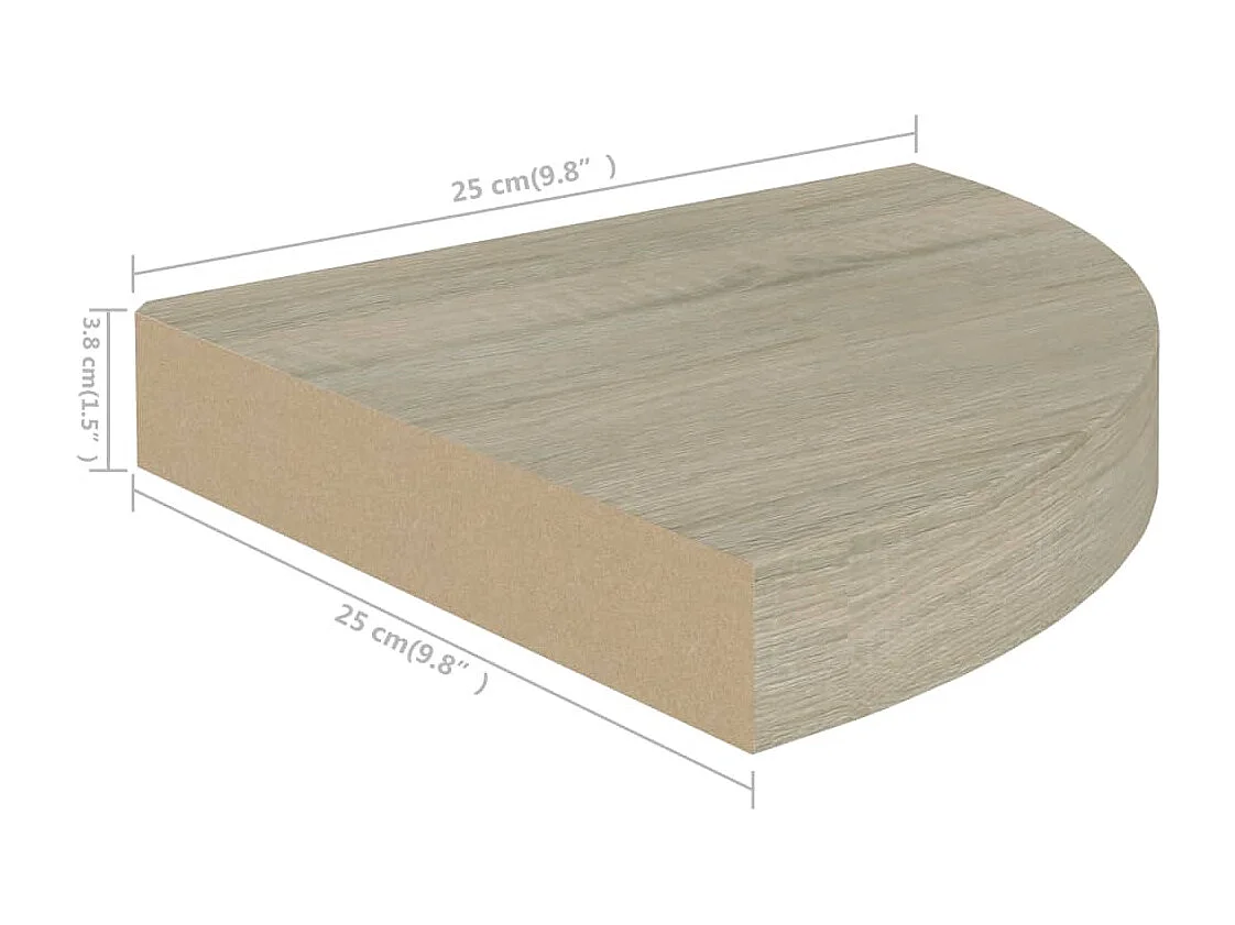 Schwebendes Eckregal Eiche 25x25x3,8 cm MDF