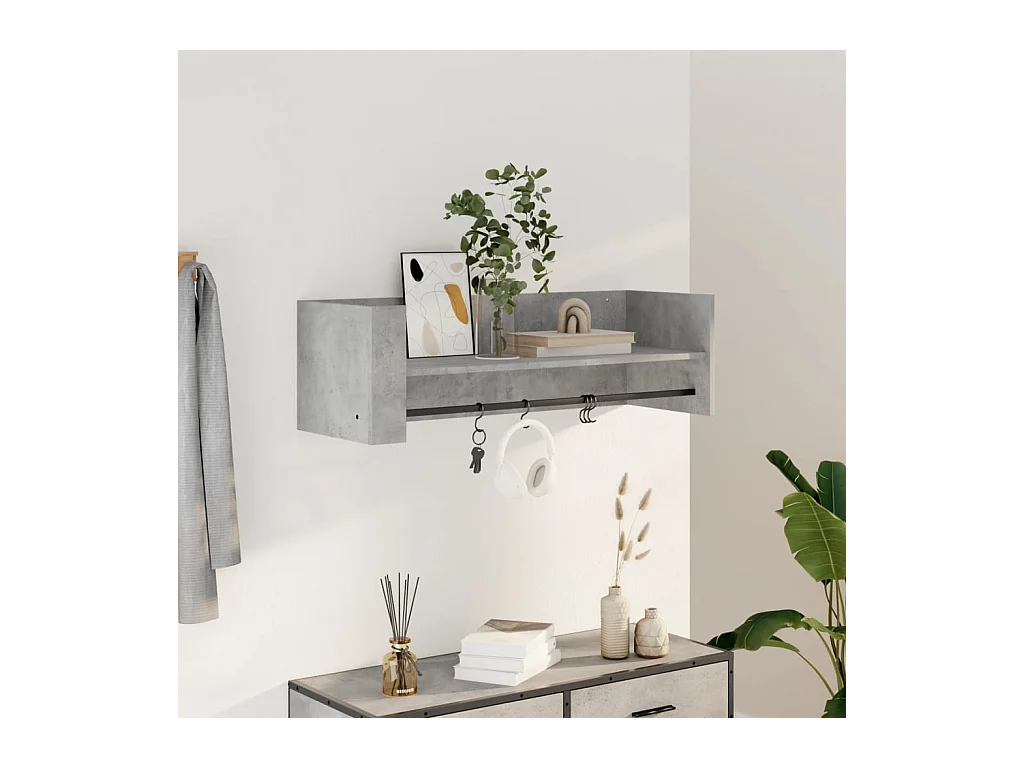 Estantería de pared de hormigón gris 100x35x30,5 cm madera de ingeniería