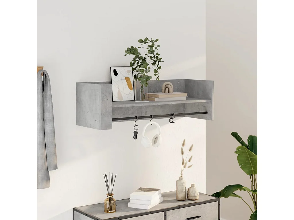 Mensola da parete grigio cemento 100x35x30,5 cm in legno ingegnerizzato