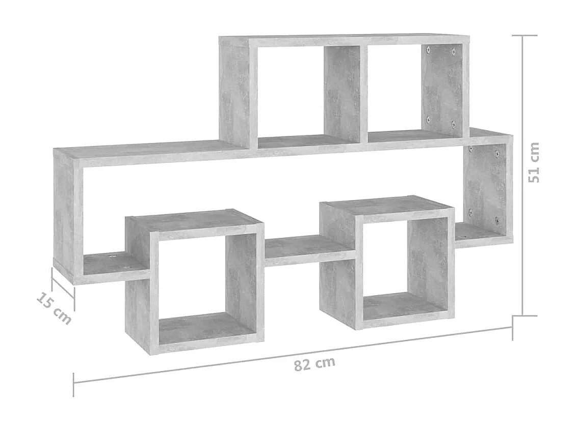 Autovormige wandplank Betongrijs Technisch hout