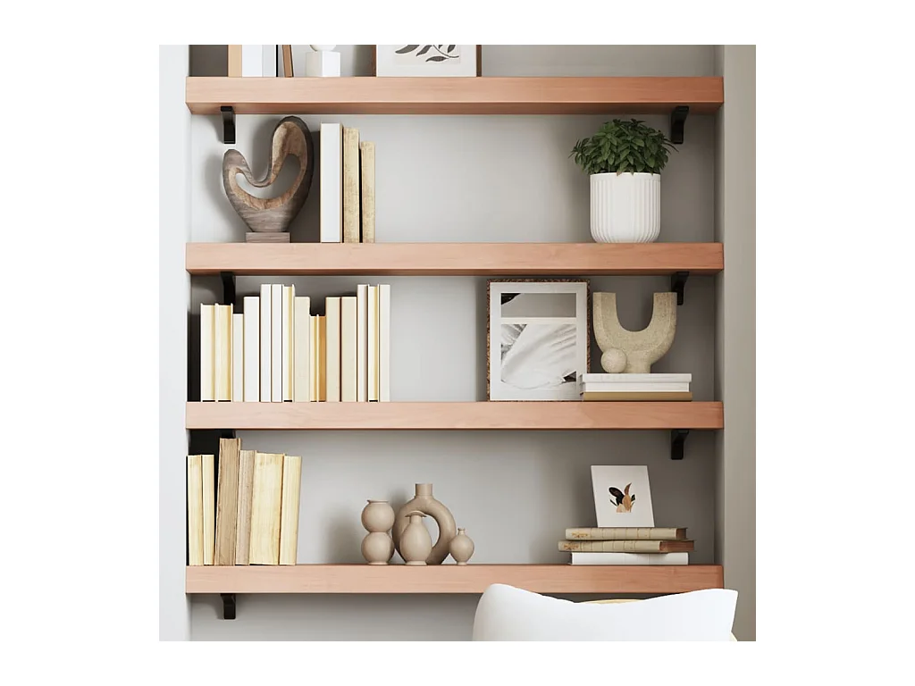 Lichtbruine wandplank 100x20x6cm massief behandeld eikenhout