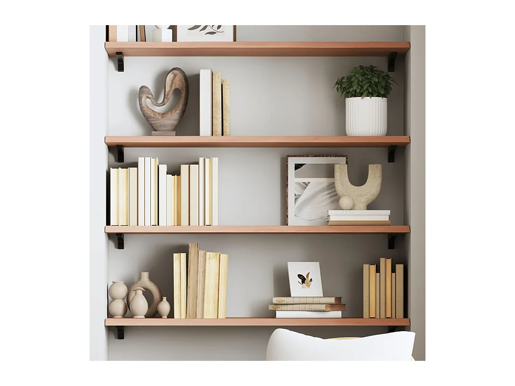 Estante de pared marrón claro 100x30x2cm madera maciza de roble tratado