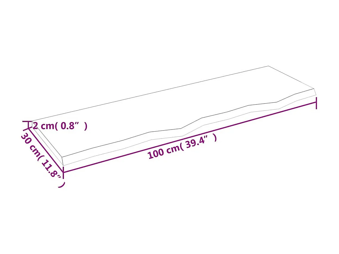 Étagère murale marron clair 100x30x2cm bois chêne massif traité
