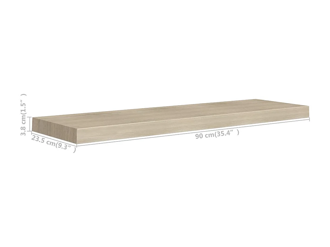 Estantes de pared flotantes 4 piezas roble 90x23,5x3,8 cm MDF