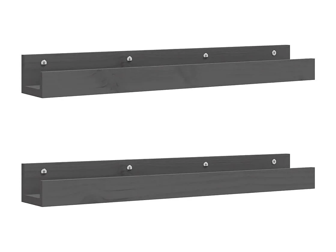 Estantes de pared 2 uds Gris 80x12x9 cm Madera maciza de pino