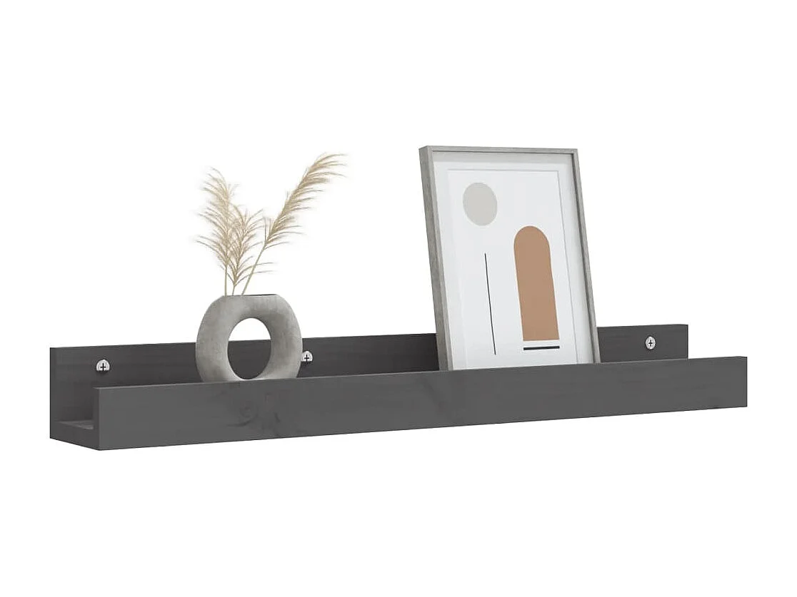 Estantes de pared 2 uds Gris 80x12x9 cm Madera maciza de pino