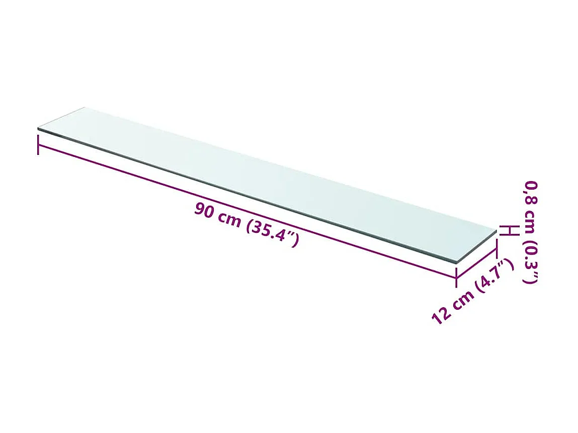 Panneau d’étagère Verre transparent 90 x 12 cm