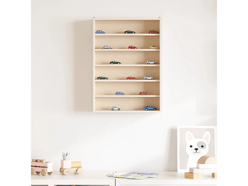 Vitrina de colección de madera con 6 estantes 40x8,5x55 cm