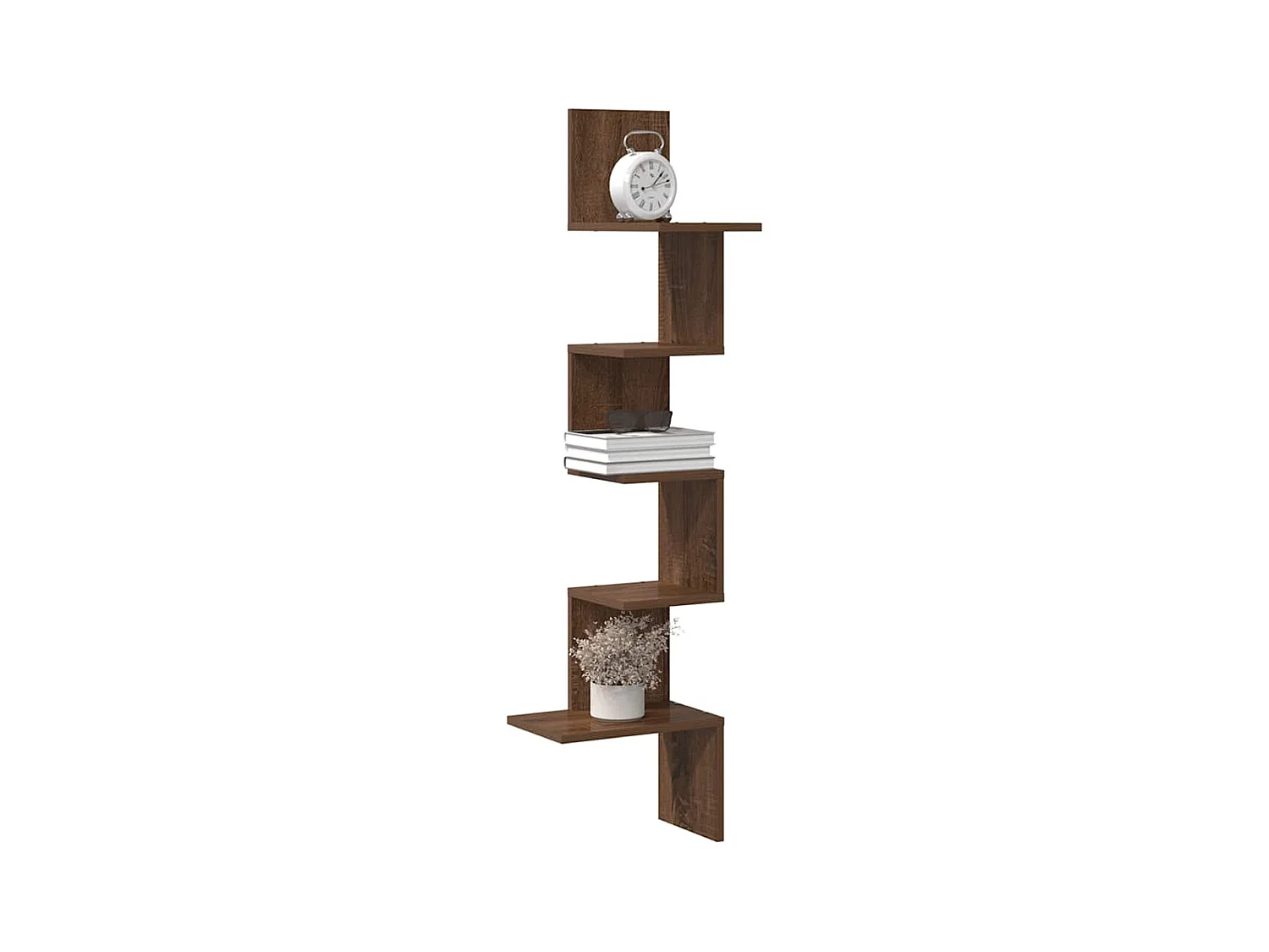 Étagère d'angle murale chêne marron bois ingénierie