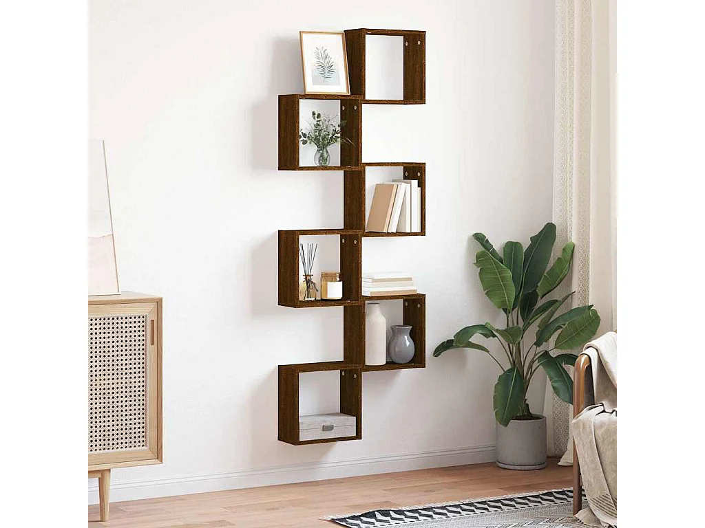 Kubus wandplanken 6 stuks bruin eiken 30x15x30cm