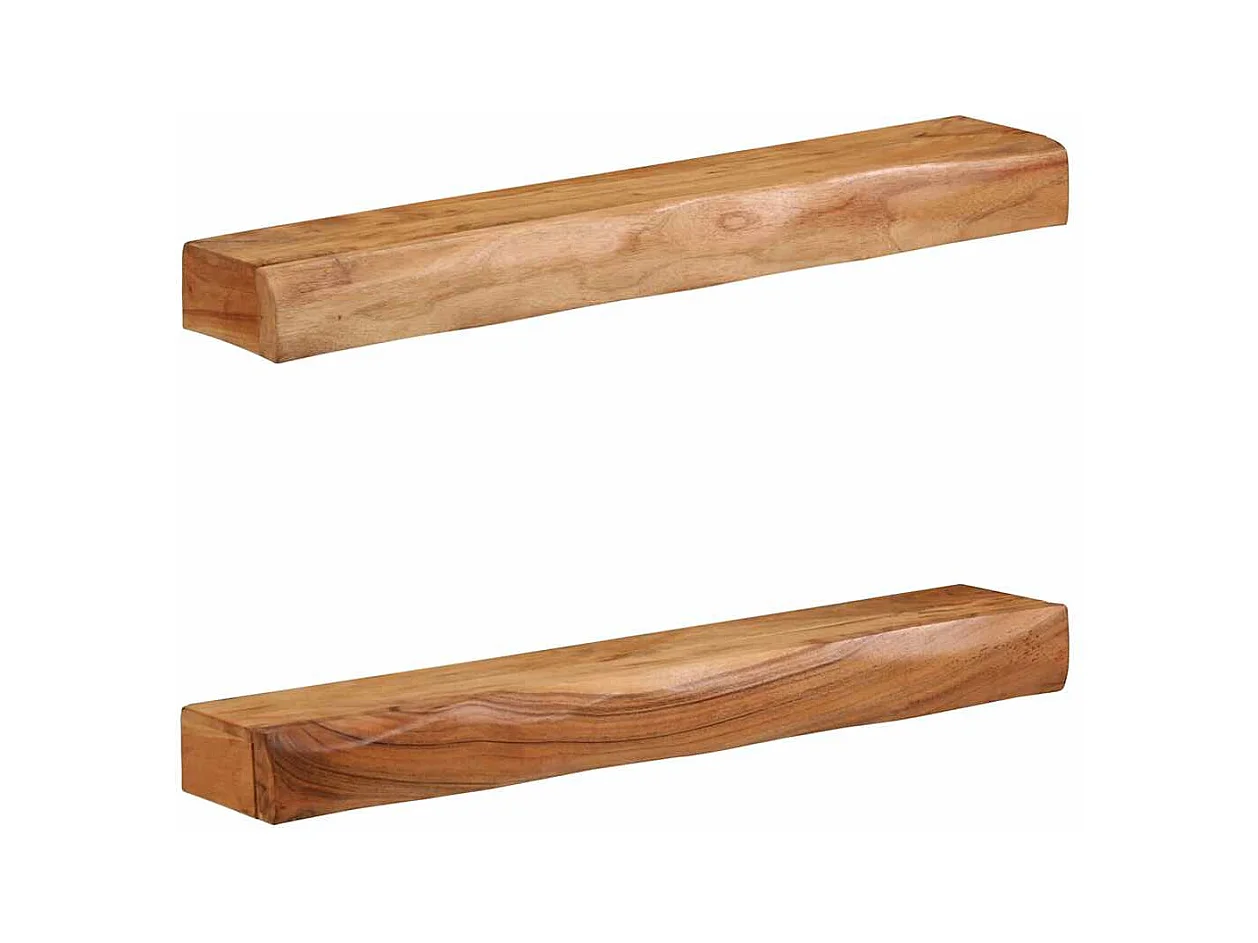 Estantes de pared 2 uds 80x17x8 cm madera maciza de acacia