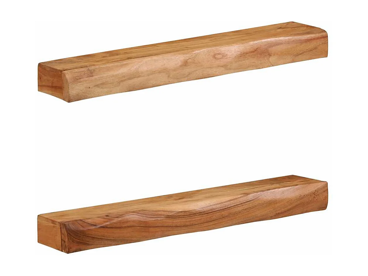 Estantes de pared 2 uds 80x17x8 cm madera maciza de acacia