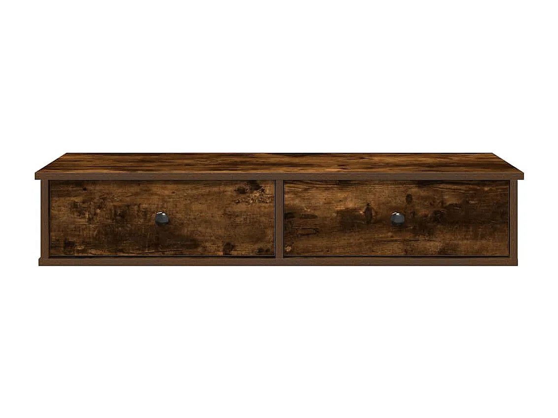 Estante de pared con cajones de madera de ingeniería de roble ahumado