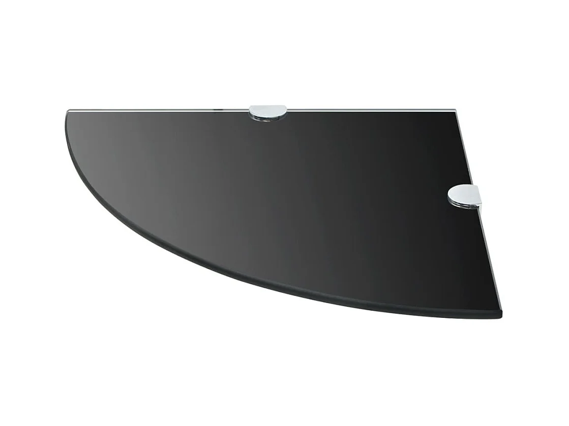 Hoekplanken 2 stuks en chromen beugels Zwart glas 25x25 cm