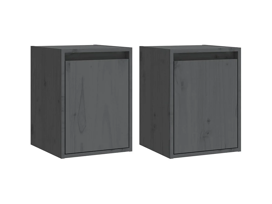 Armarios de pared 2 uds Gris 30x30x40 cm Madera maciza de pino