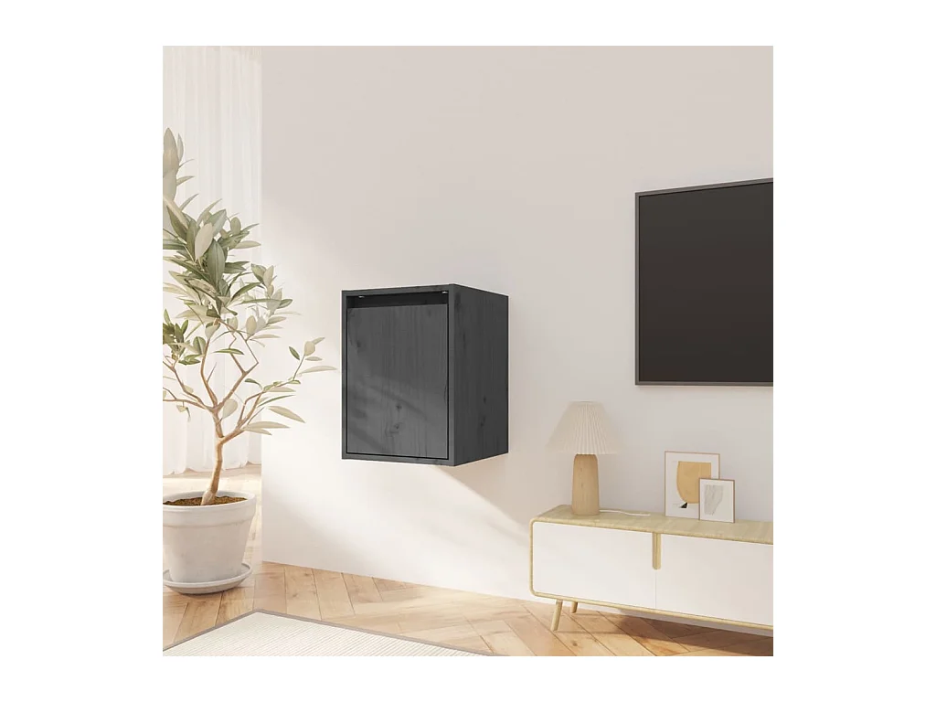 Armarios de pared 2 uds Gris 30x30x40 cm Madera maciza de pino