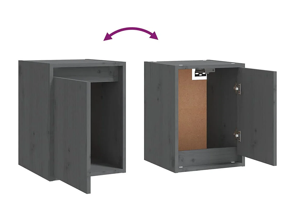 Armarios de pared 2 uds Gris 30x30x40 cm Madera maciza de pino