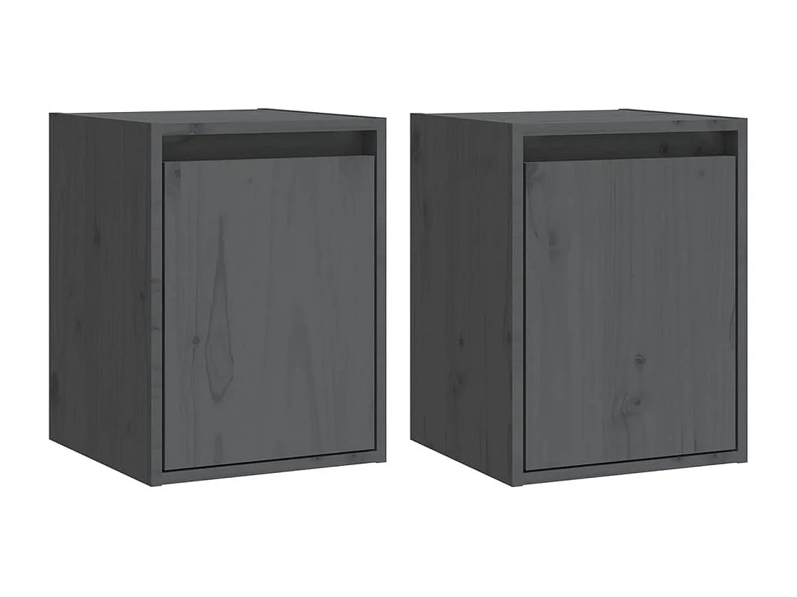 Armoires murales 2 pcs Gris 30x30x40 cm Bois de pin massif