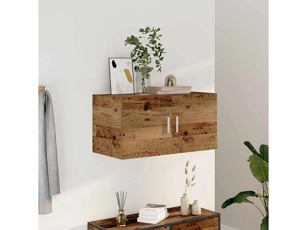 Meuble mural vieux bois 80x39x40 cm bois d'ingénierie
