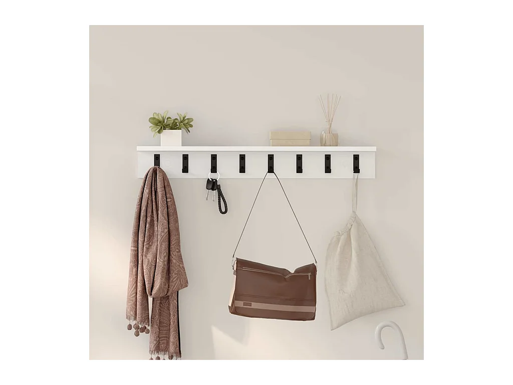 Appendiabiti da parete Bianco 80 x 10,5 x 10,5 cm Legno ingegnerizzato