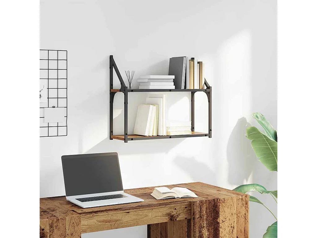 Mensola da parete in legno antico 60 x 21 x 51 cm in legno ingegnerizzato