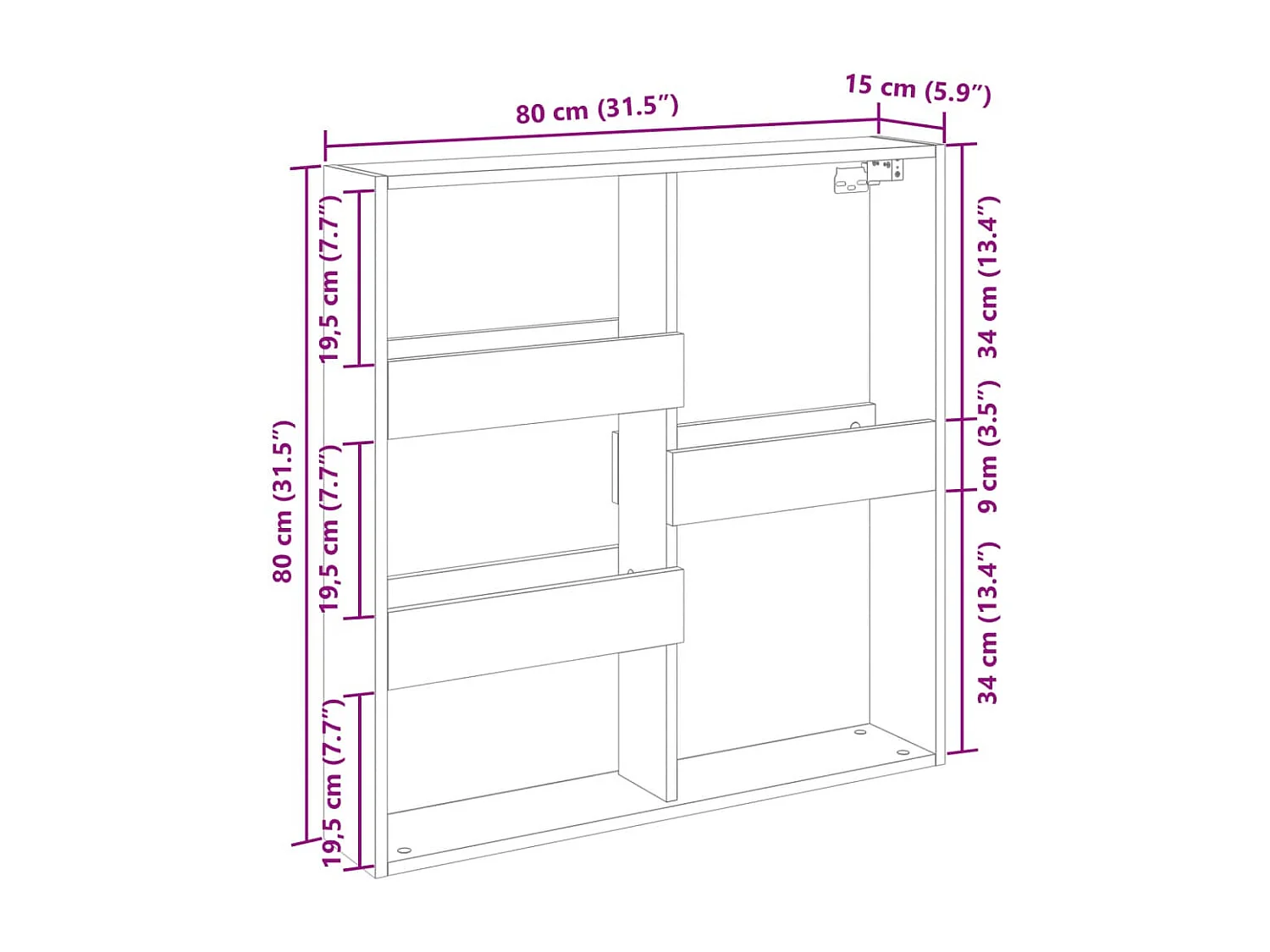Mobiletto pensile in rovere Sonoma 80x15x80 cm in legno ingegnerizzato