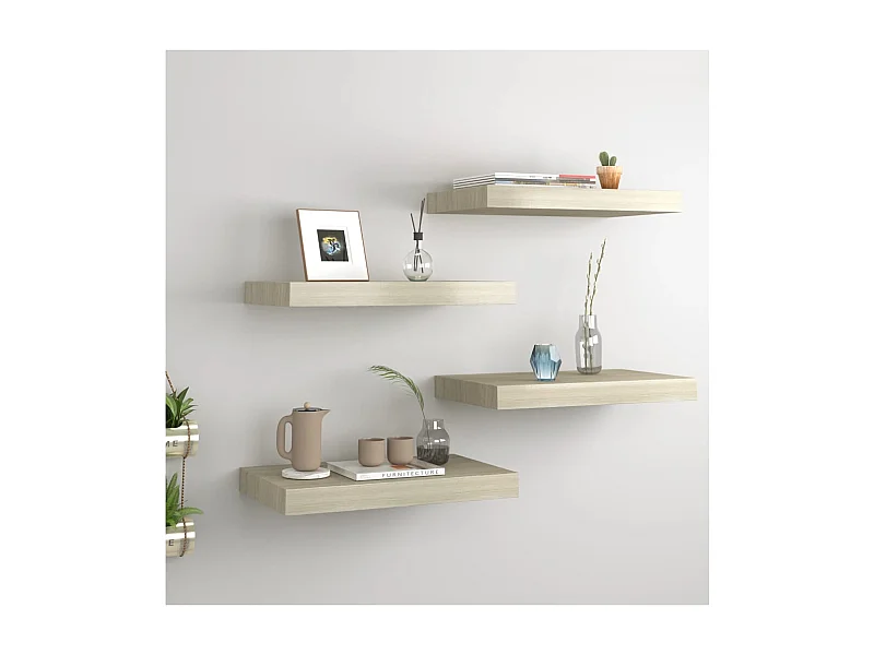 Étagères murales flottantes 4 pcs chêne 40x23x3,8 cm MDF