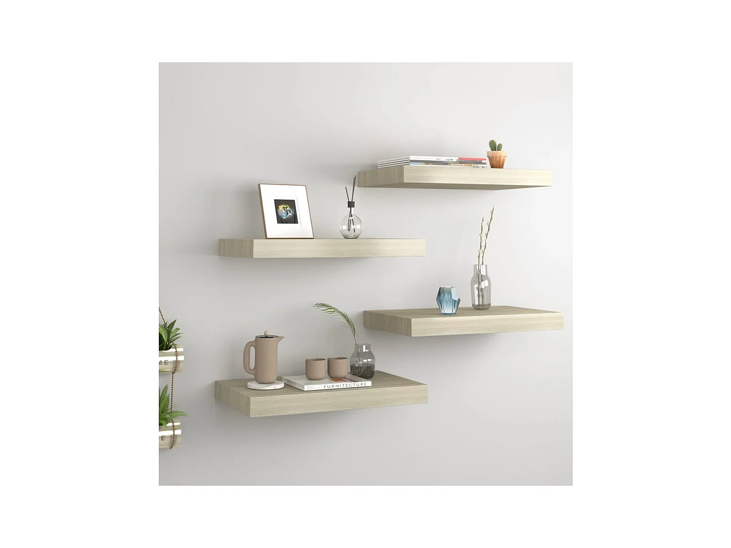 Étagères murales flottantes 4 pcs chêne 40x23x3,8 cm MDF