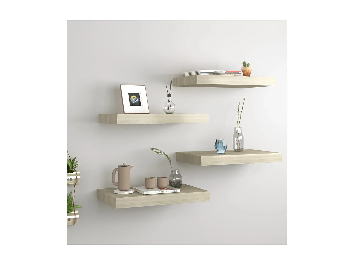 Estantes de pared flotantes 4 piezas roble 40x23x3,8 cm MDF