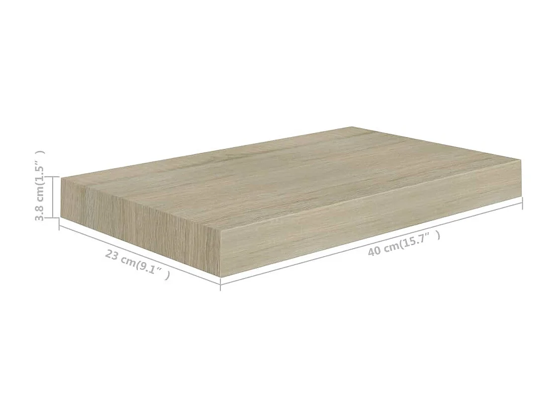 Estantes de pared flotantes 4 piezas roble 40x23x3,8 cm MDF