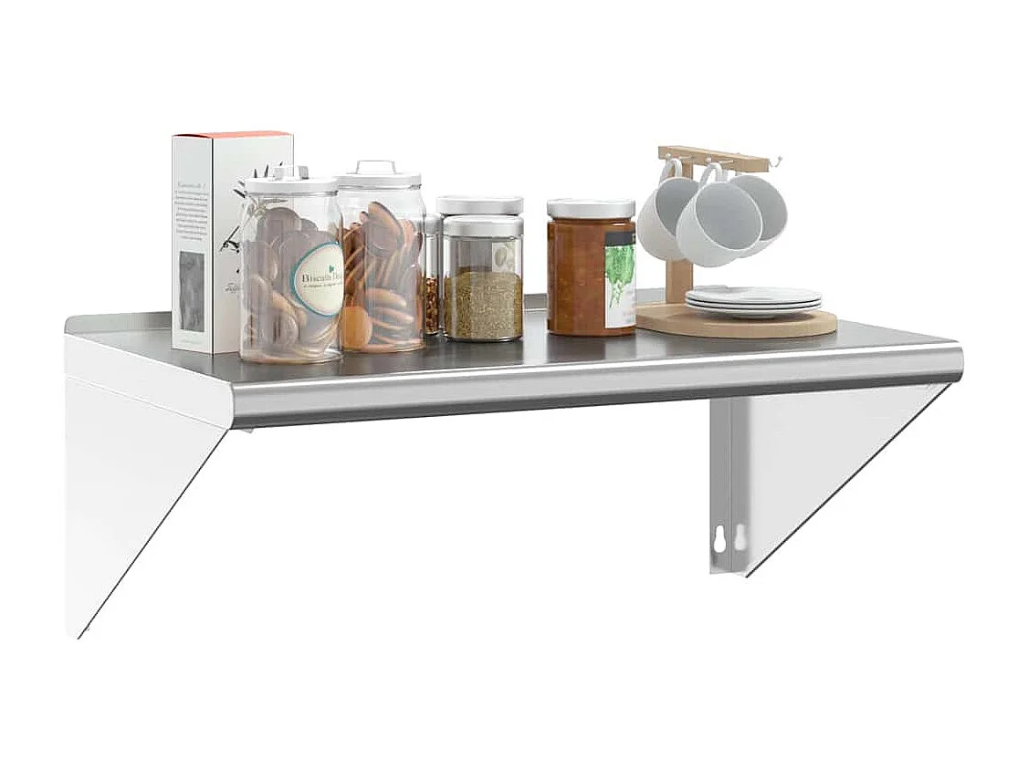 Mensola da parete 75x45x31 cm acciaio inox argento