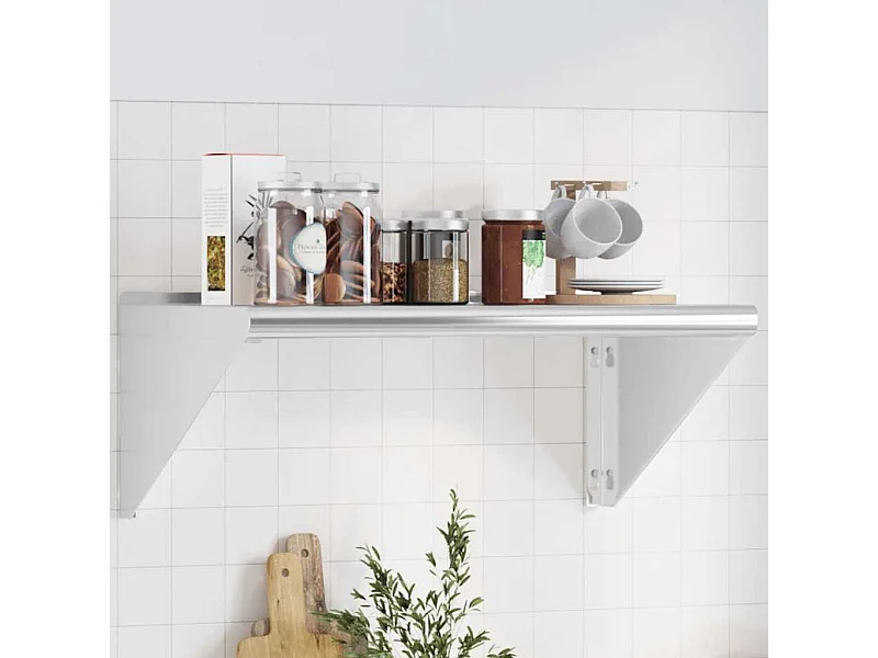 Mensola da parete 75x45x31 cm acciaio inox argento