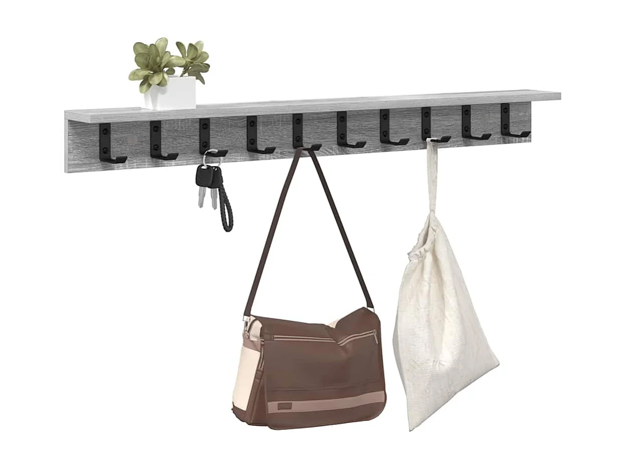 Perchero de pared Sonoma gris 100 x 10,5 x 10,5 cm
