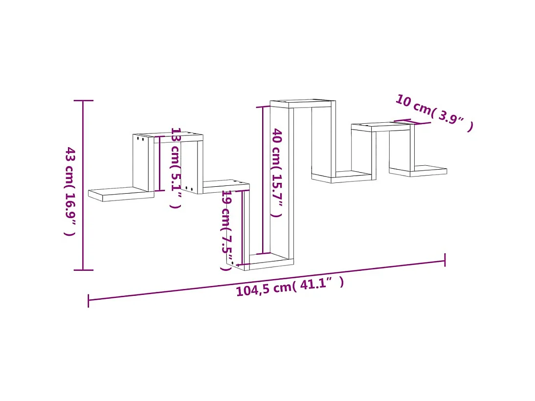 Estante de pared roble marrón 104,5x10x43 cm madera de ingeniería