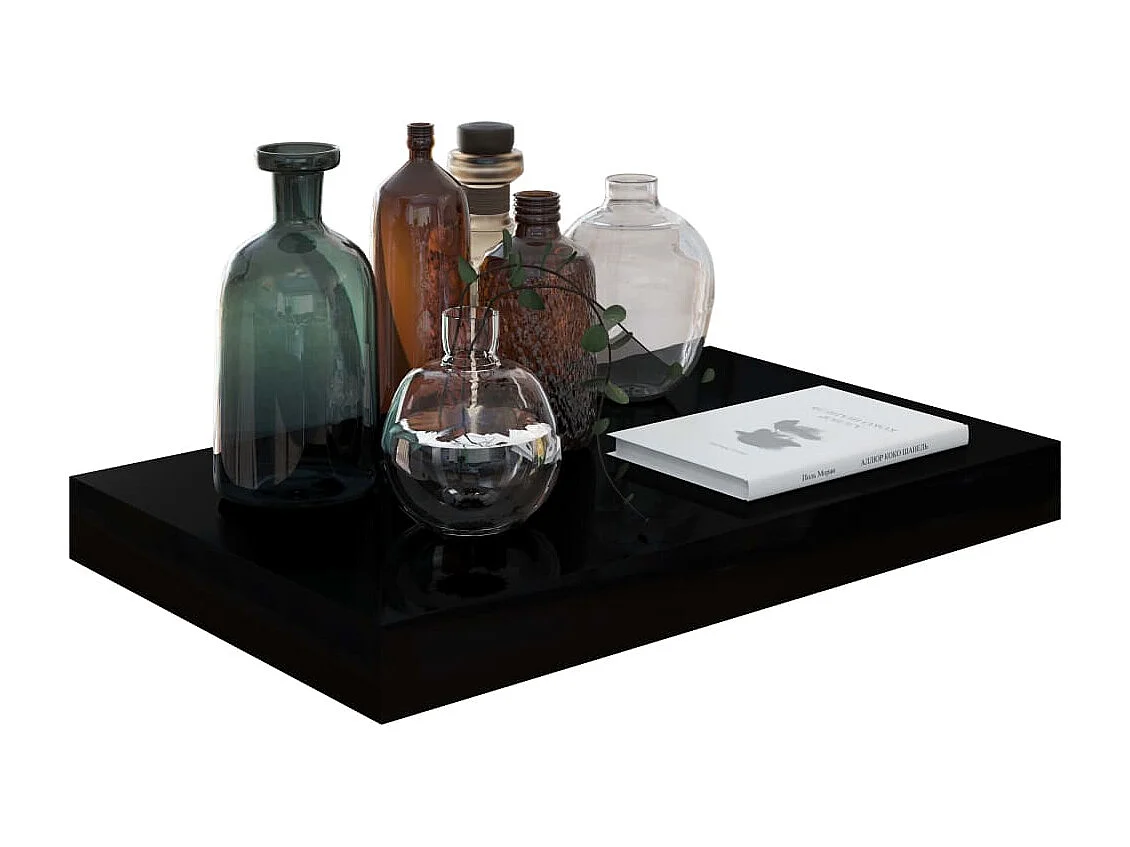 Étagère murale flottante 4 pcs Noir brillant 40x23x3,8 cm MDF
