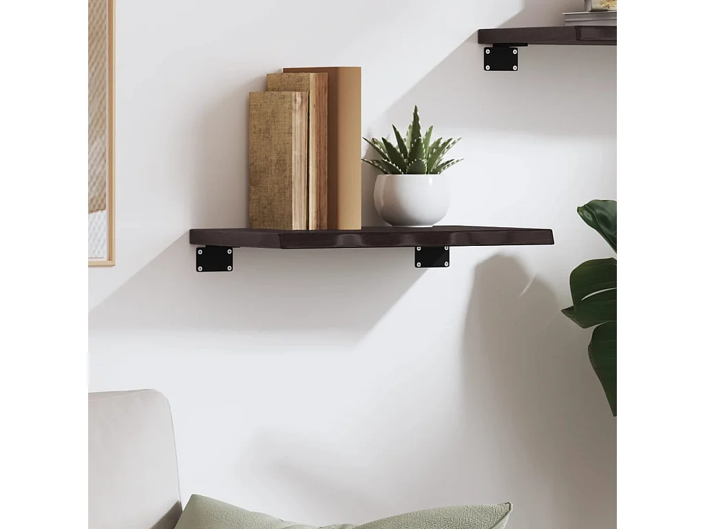 Mensola da parete marrone scuro 40x30x2 cm in legno massello di rovere trattato