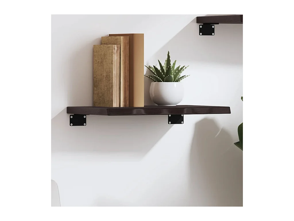 Mensola da parete marrone scuro 40x30x2 cm in legno massello di rovere trattato