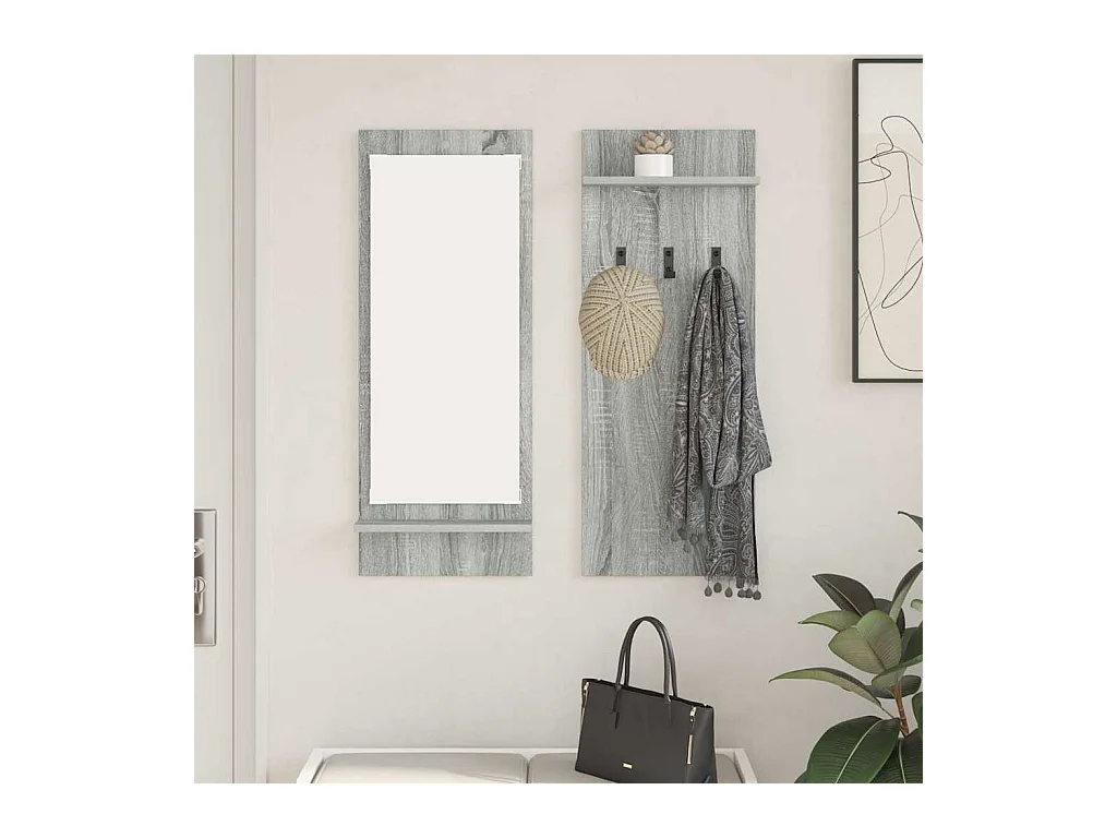 Appendiabiti da parete Sonoma con ripiano, grigio, 70 x 10 x 90 cm