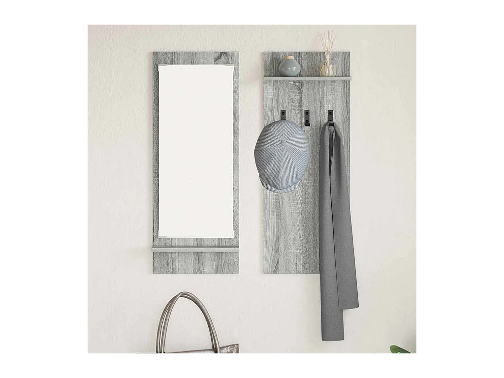 Appendiabiti da parete Sonoma con ripiano, grigio, 70 x 10 x 90 cm