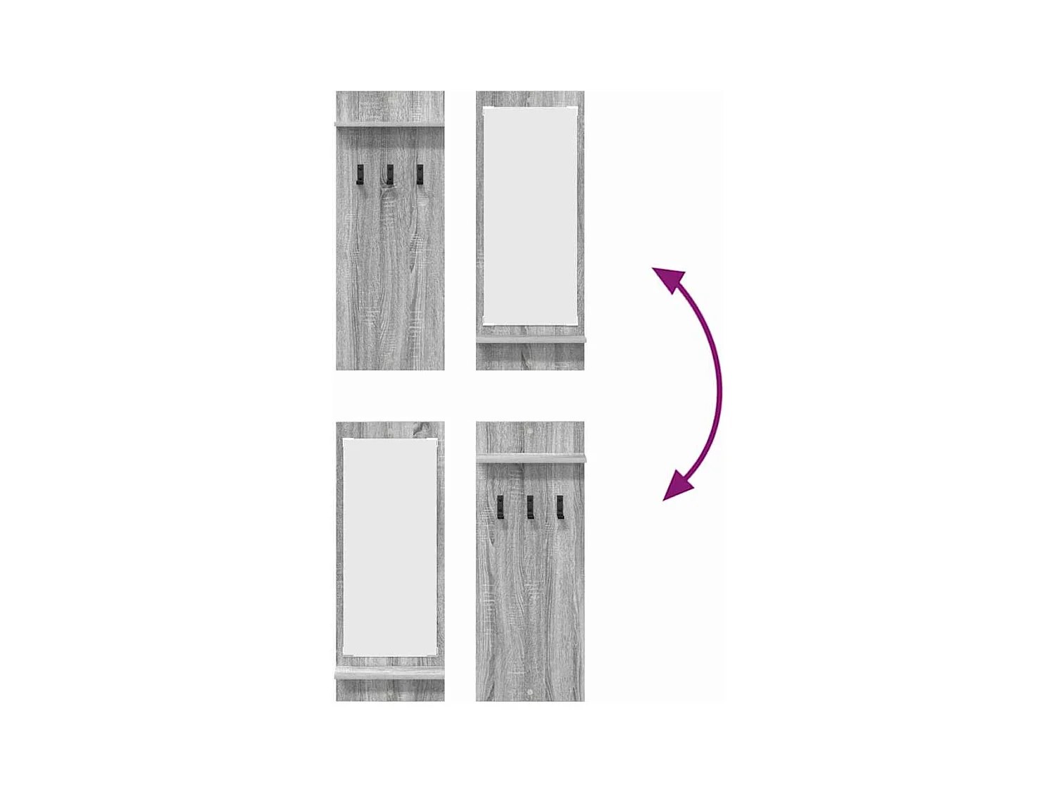 Appendiabiti da parete Sonoma con ripiano, grigio, 70 x 10 x 90 cm