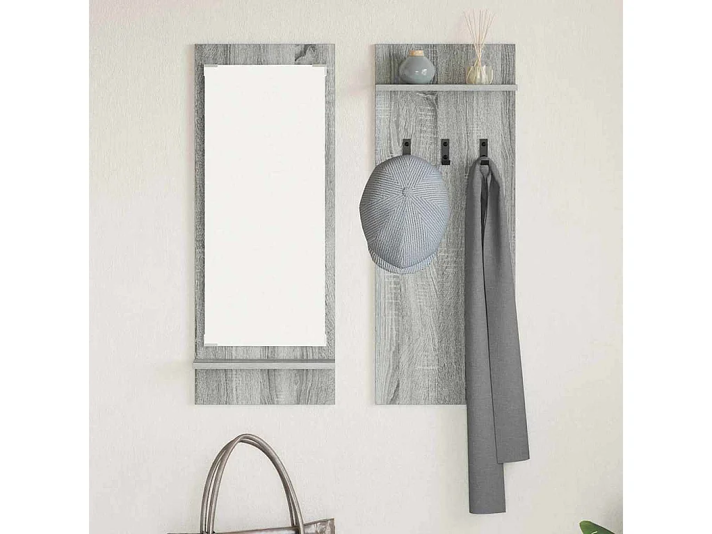 Appendiabiti da parete Sonoma con ripiano, grigio, 70 x 10 x 90 cm